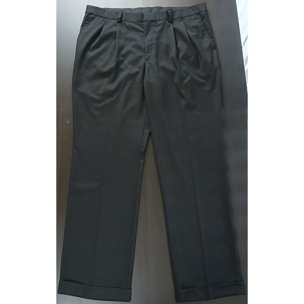 Geoffrey Beene Mens Black Formal Slacks W38 L32 pleated front cuffed dress pants - Picture 2 of 14